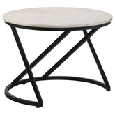 Tampa Furniture Outlet - Coaster - Miguel Round Marble Top Coffee Table White and Black - 931227