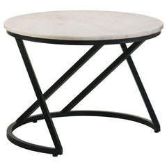 Tampa Furniture Outlet - Coaster - Miguel Round Marble Top Coffee Table White and Black - 931227