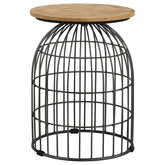 Tampa Furniture Outlet - Coaster - Bernardo Round Wire Frame Side Table Natural and Gunmetal - 935860