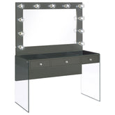 Tampa Furniture Outlet - Coaster - Afshan 3-drawer Vanity Set with Lighting Grey High Gloss - 935923