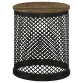 Tampa Furniture Outlet - Coaster - Aurora Round Drum Base Accent Side Table Natural and Black - 935990