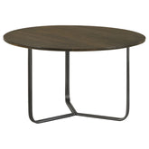 Tampa Furniture Outlet - Coaster - Yaritza Round Mango Wood Coffee Table Natural and Gunmetal - 935995