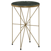 Tampa Furniture Outlet - Coaster - Eliska Round Green Marble Top Accent Side Table Antique Gold - 936061