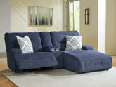 Tampa Furniture Outlet Lutz - Ashley Furniture - Acklen Place Sectional - 3-Piece Power Reclining Sectional Sofa with Chaise / Navy - 93607S4