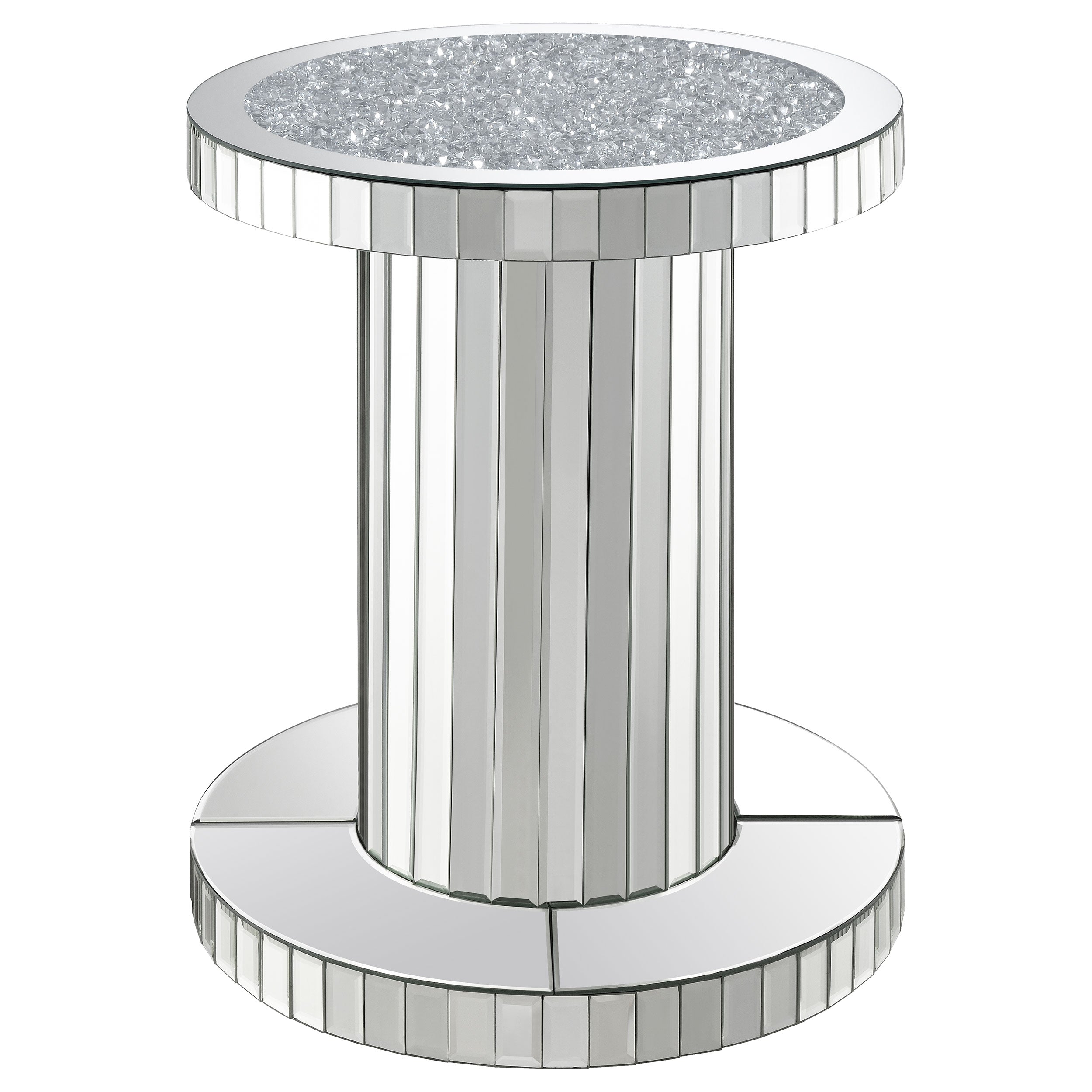 Tampa Furniture Outlet - Coaster - Dorielle Round Mirrored Acrylic Crystal Side Table Silver - 936125