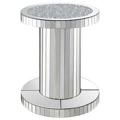 Tampa Furniture Outlet - Coaster - Dorielle Round Mirrored Acrylic Crystal Side Table Silver - 936125