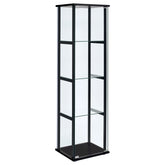 Tampa Furniture Outlet - Coaster - Cyclamen 4-shelf Clear Glass Curio Display Cabinet Black - 950171