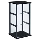 Tampa Furniture Outlet - Coaster - Cyclamen 3-shelf Clear Glass Curio Display Cabinet Black - 950179
