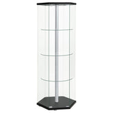 Tampa Furniture Outlet - Coaster - Zahavah 4-shelf Hexagonal Clear Glass Curio Cabinet Black - 950276