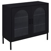 Tampa Furniture Outlet - Coaster - Jess 2-door Arched Fluted Glass Accent Cabinet Black - 950420