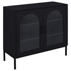 Tampa Furniture Outlet - Coaster - Jess 2-door Arched Fluted Glass Accent Cabinet Black - 950420