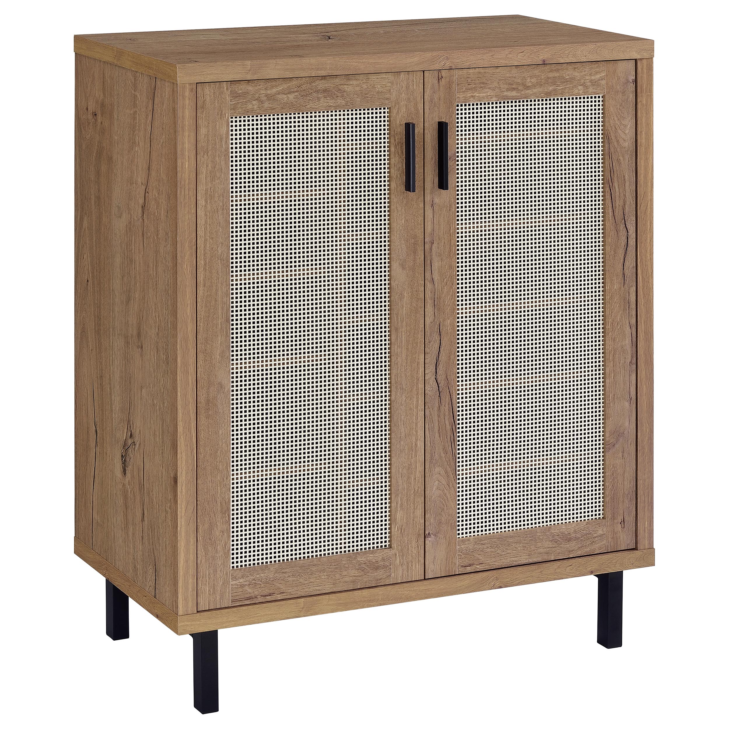 Tampa Furniture Outlet - Coaster - Teller 2-door Shoe Storage Cabinet Natural Oak - 950421
