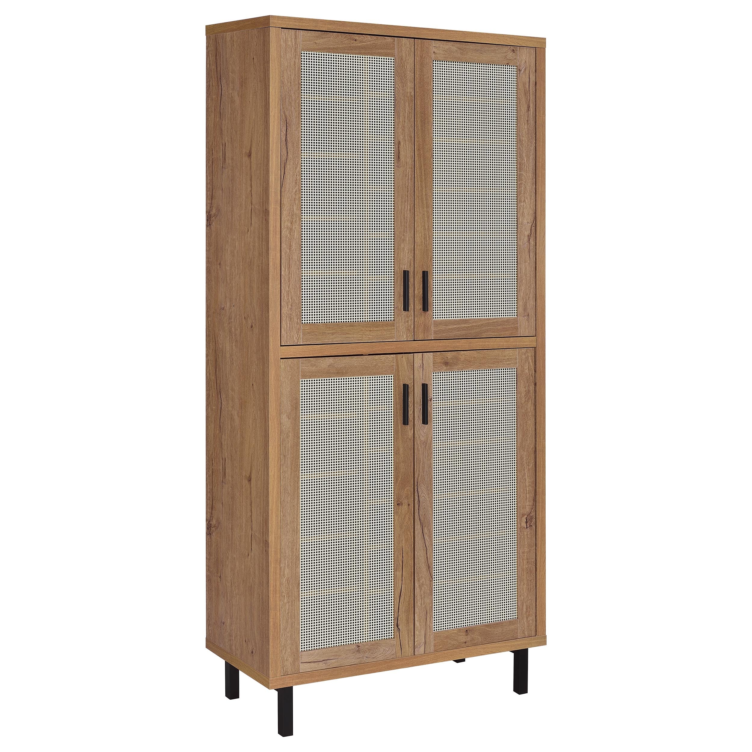 Tampa Furniture Outlet - Coaster - Teller 80-inch 4-door Tall Shoe Storage Cabinet Natural Oak - 950440
