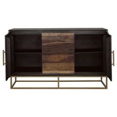 Zara 2-door 57-inch Wood Accent Storage Cabinet Black Walnut