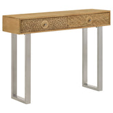 Tampa Furniture Outlet - Coaster - Draco 2-drawer Console Table Hand Carved Details Natural - 953512