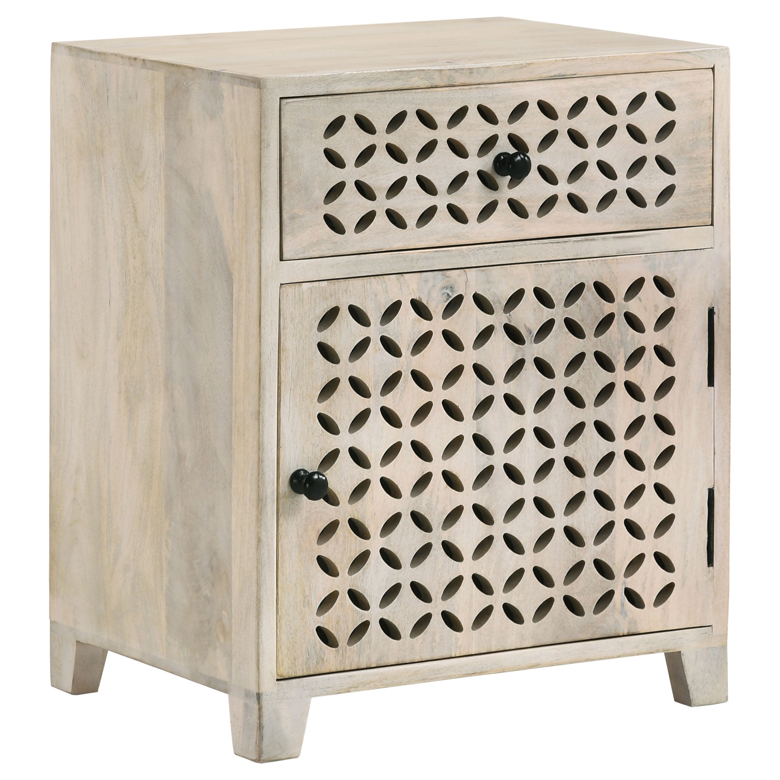 Tampa Furniture Outlet - Coaster - August 1-drawer Trellis Pattern Storage Cabinet White Washed - 953569