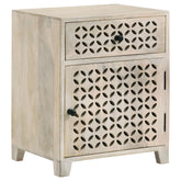 Tampa Furniture Outlet - Coaster - August 1-drawer Trellis Pattern Storage Cabinet White Washed - 953569