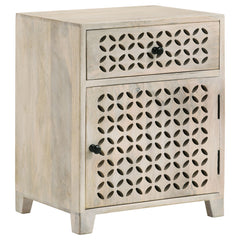 Tampa Furniture Outlet - Coaster - August 1-drawer Trellis Pattern Storage Cabinet White Washed - 953569