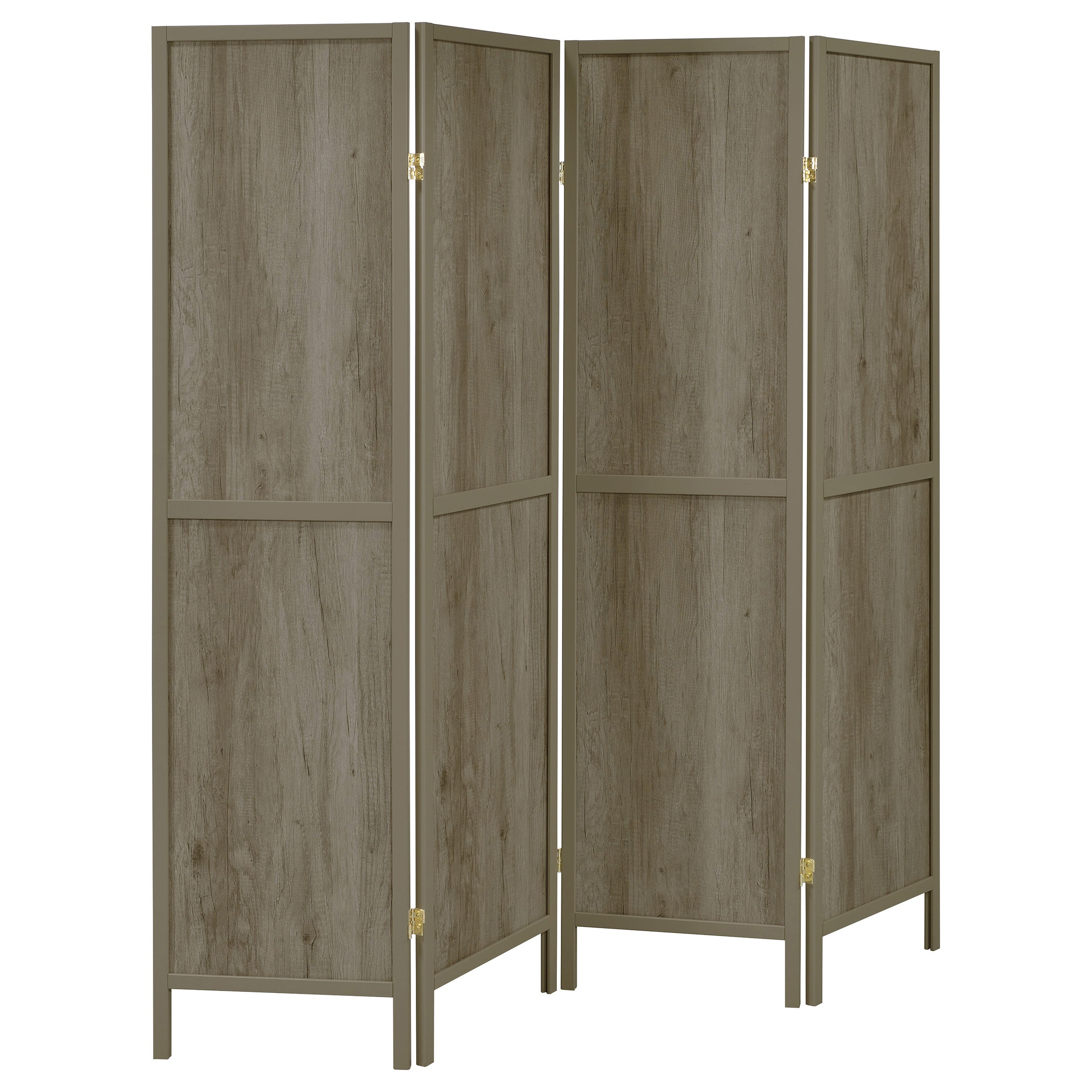 Tampa Furniture Outlet - Coaster - Deepika 4-Panel Room Divider Folding Screen Grey Driftwood - 961415