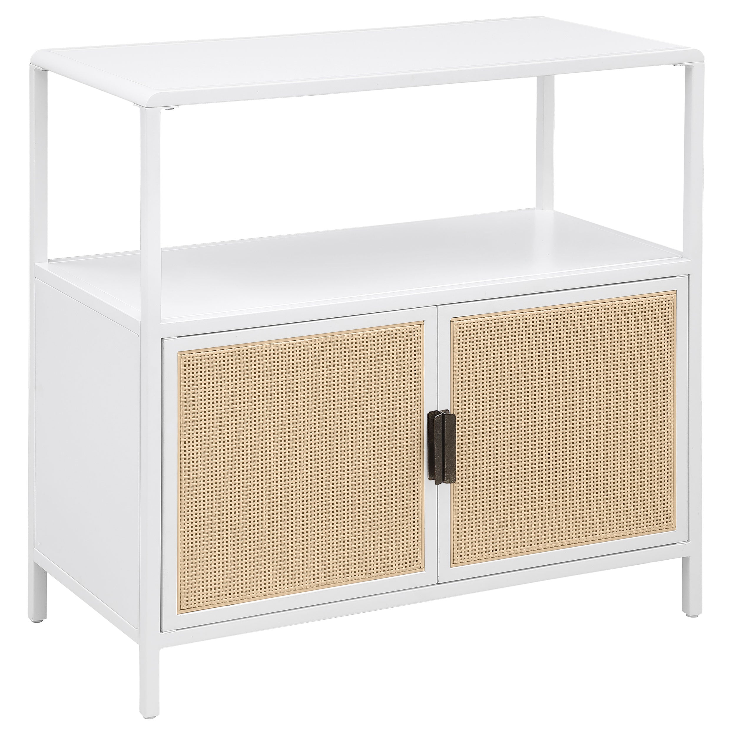 Tampa Furniture Outlet - Coaster - Amherst 2-door Radio Weave Cane Metal Accent Cabinet White - 961642