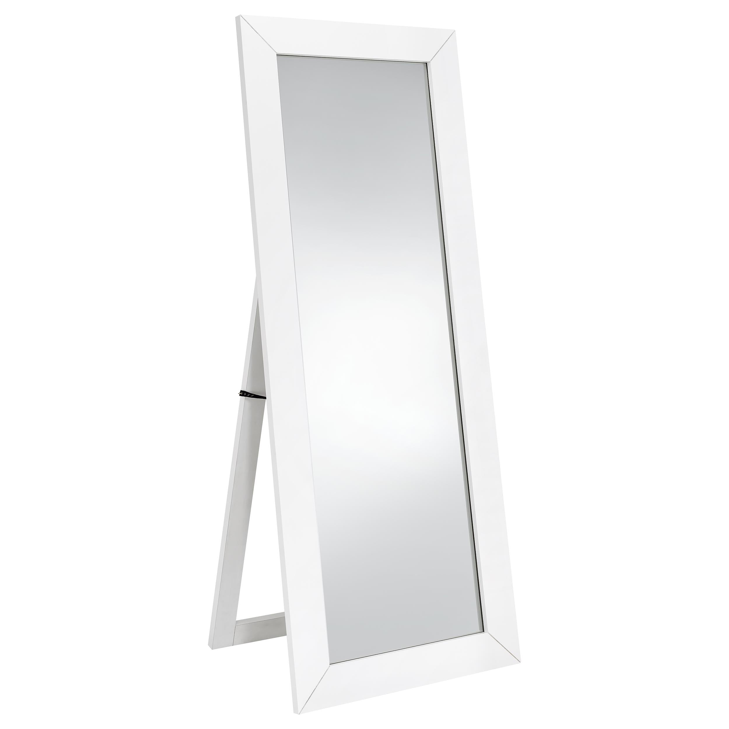 Tampa Furniture Outlet - Coaster - Cadence Tempered Glass Full Length Mirror White High Gloss - 961656