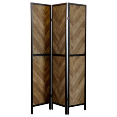 Tampa Furniture Outlet - Coaster - Marlene 3-Panel Room Divider Folding Screen Rustic Tobacco - 962922
