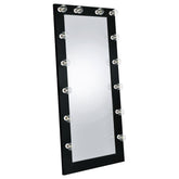 Tampa Furniture Outlet - Coaster - Zayan 32 x 71 Inch Floor Mirror LED Lighting Black Gloss - 969557