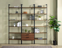 Tampa Furniture Outlet - Coaster - Owens 3-piece 96-inch Wall Mounted Bookshelf Set Walnut - 980074-S3