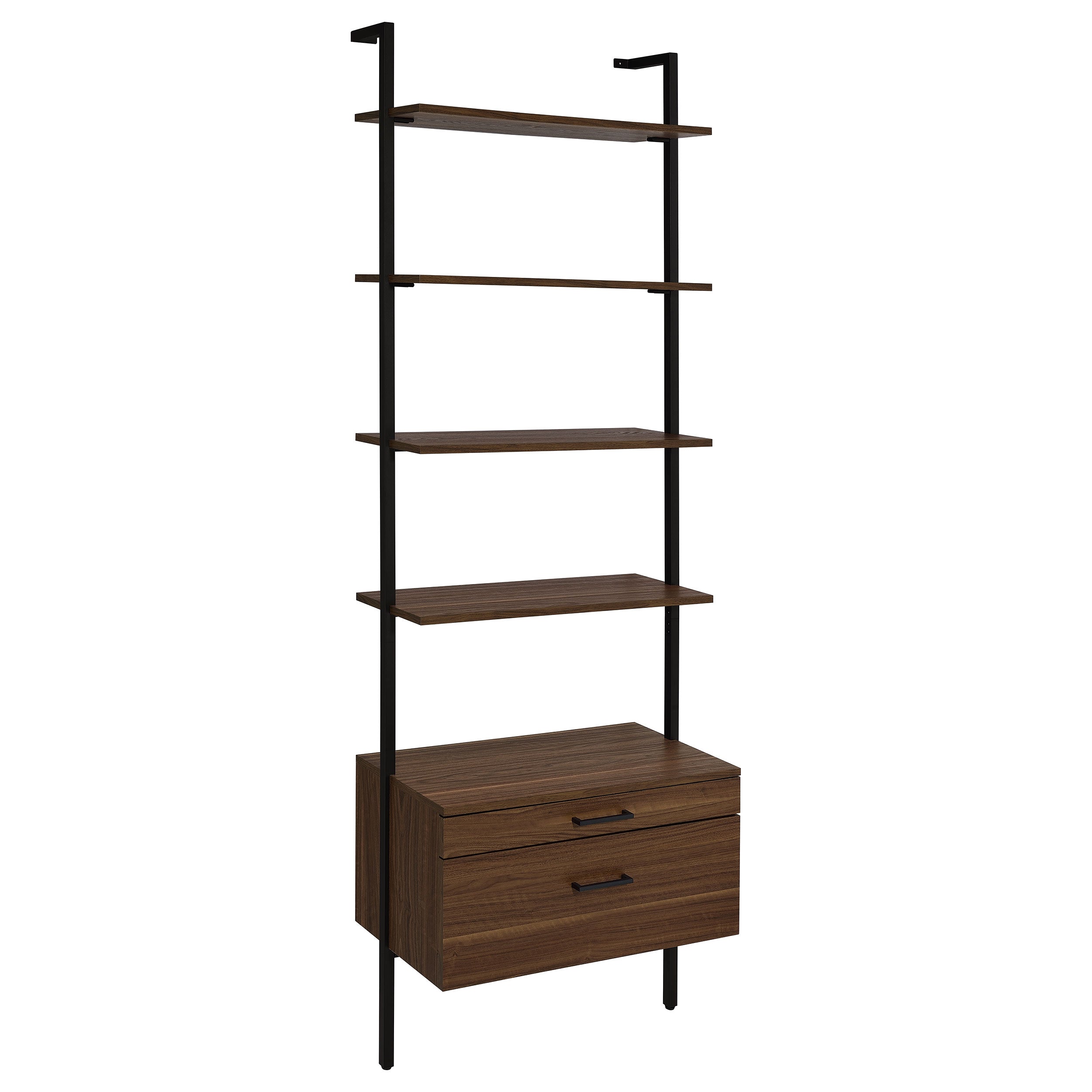 Tampa Furniture Outlet - Coaster - Owens 96-inch 4-shelf Storage Wall Bookshelf Walnut - 980074