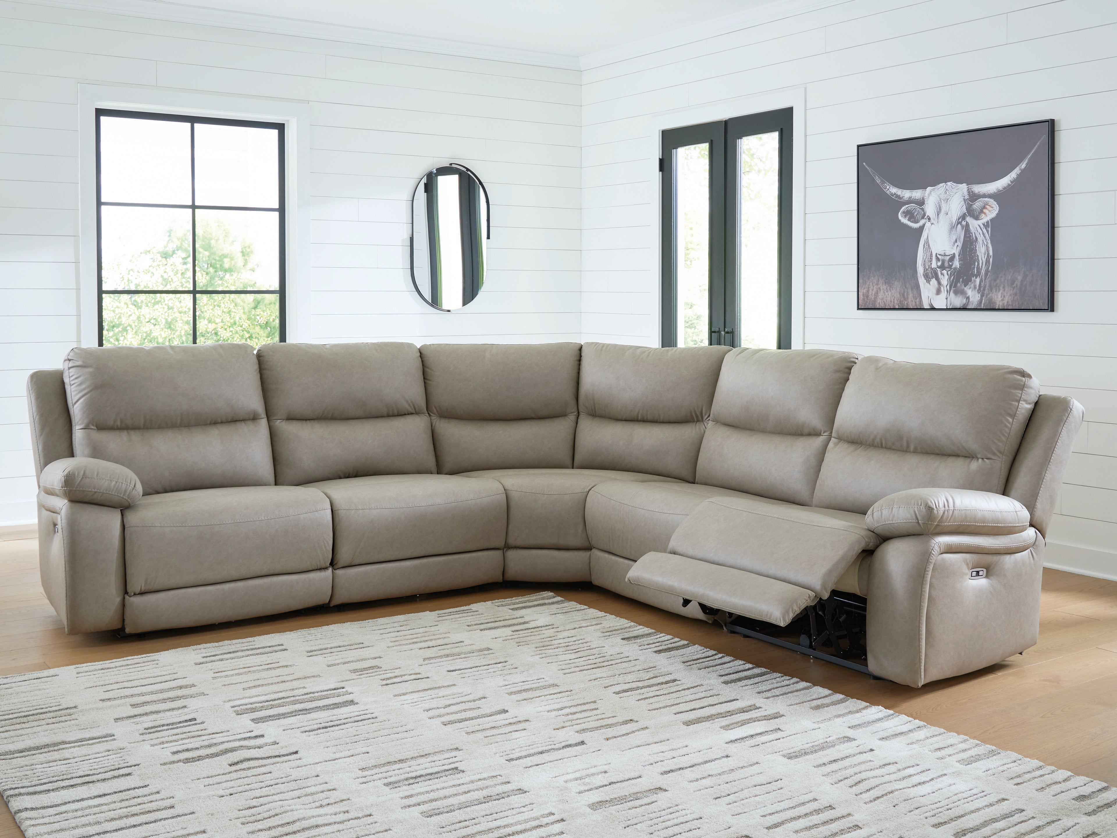 Tampa Furniture Outlet Lutz - Ashley Furniture - Narwhal Place Sectional - 5-Piece Power Reclining Sectional / Pebble - PC99201S8