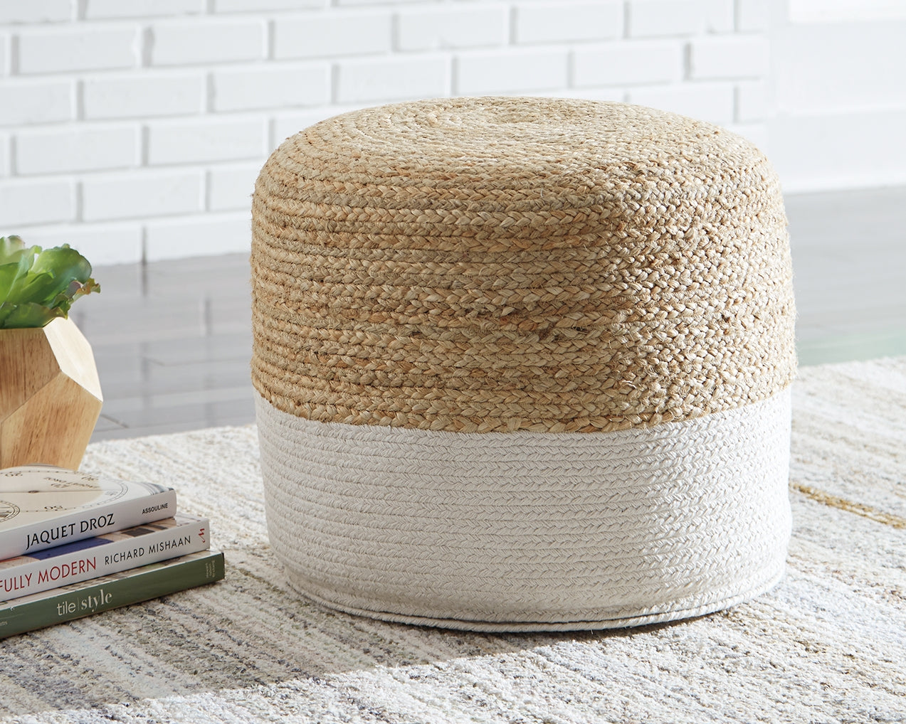 Tampa Furniture Outlet Lutz - Ashley Furniture - Sweed Valley Pouf - Pouf / Natural/White - A1000420