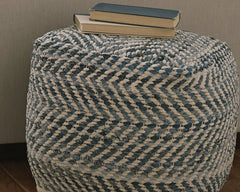 Tampa Furniture Outlet Lutz - Ashley Furniture - Chevron Pouf - Pouf / Blue - A1000445