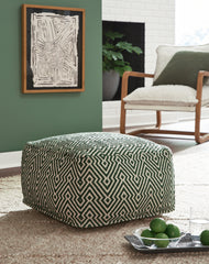 Tampa Furniture Outlet Lutz - Ashley Furniture - Abacy Pouf - Pouf / Green/Ivory - A1001053