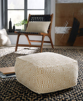 Tampa Furniture Outlet Lutz - Ashley Furniture - Adamont Pouf - Pouf / Tan/Ivory - A1001059