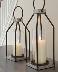 Tampa Furniture Outlet Lutz - Ashley Furniture - Diedrick Candle Holder - Lantern Set (Set of 2) / Gray/Black - A2000346