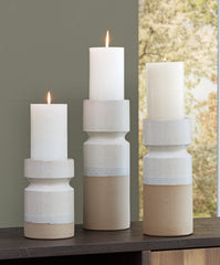 Tampa Furniture Outlet Lutz - Ashley Furniture - Hurston Candle Holder - Candle Holder Set (3/CN) / Ivory/Brown - A2000583