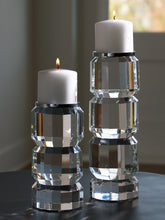 Tampa Furniture Outlet Lutz - Ashley Furniture - Brentley Candle Holder - Candle Holder Set (Set of 2) / Clear/Silver Finish - A2000770