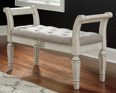 Tampa Furniture Outlet Lutz - Ashley Furniture - Realyn Accent Bench - Accent Bench / Antique White / 46"W x 16"D x 26"H - A3000157