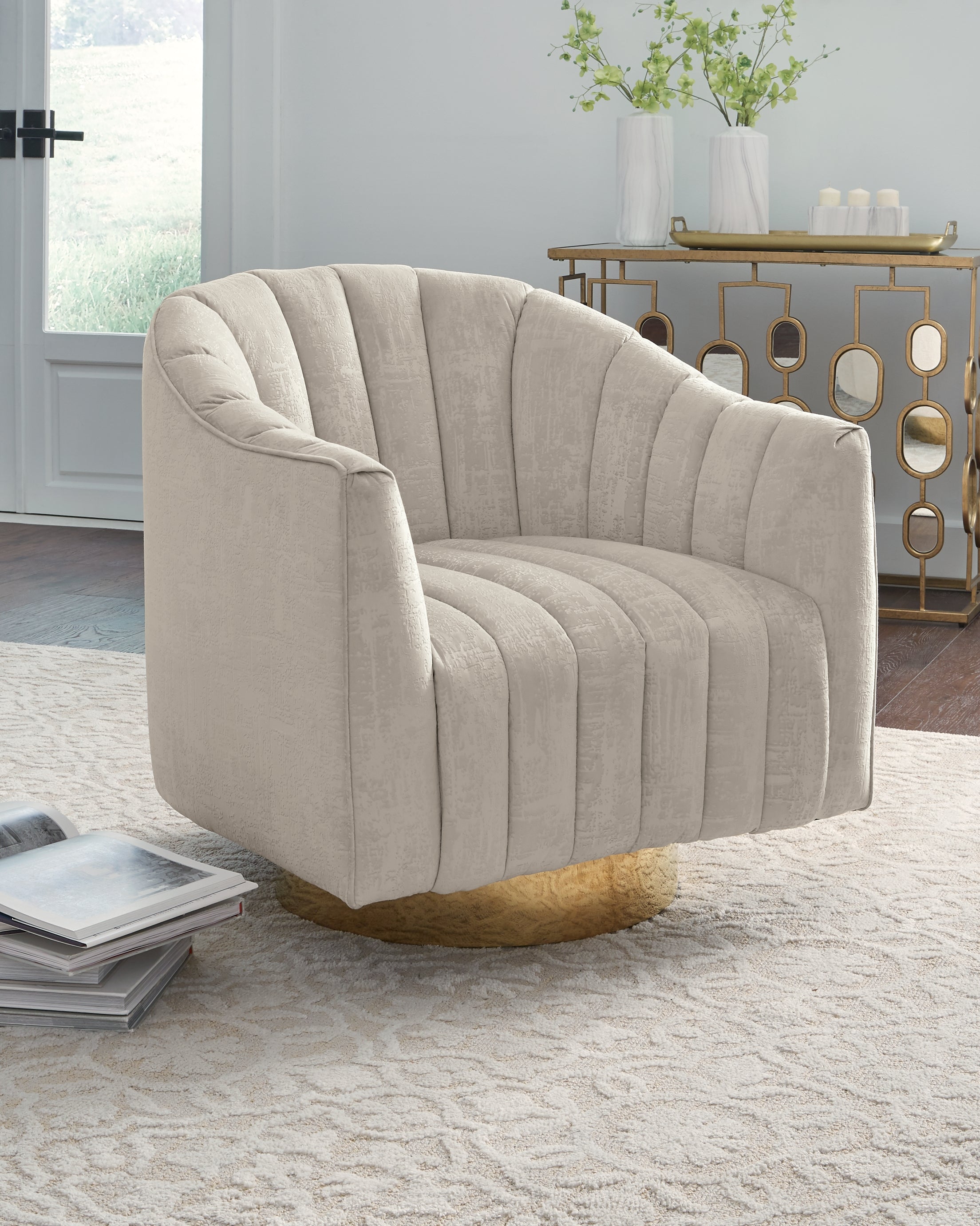 Tampa Furniture Outlet Lutz - Ashley Furniture - Penzlin Accent Chair - Swivel Accent Chair / Pearl - A3000241