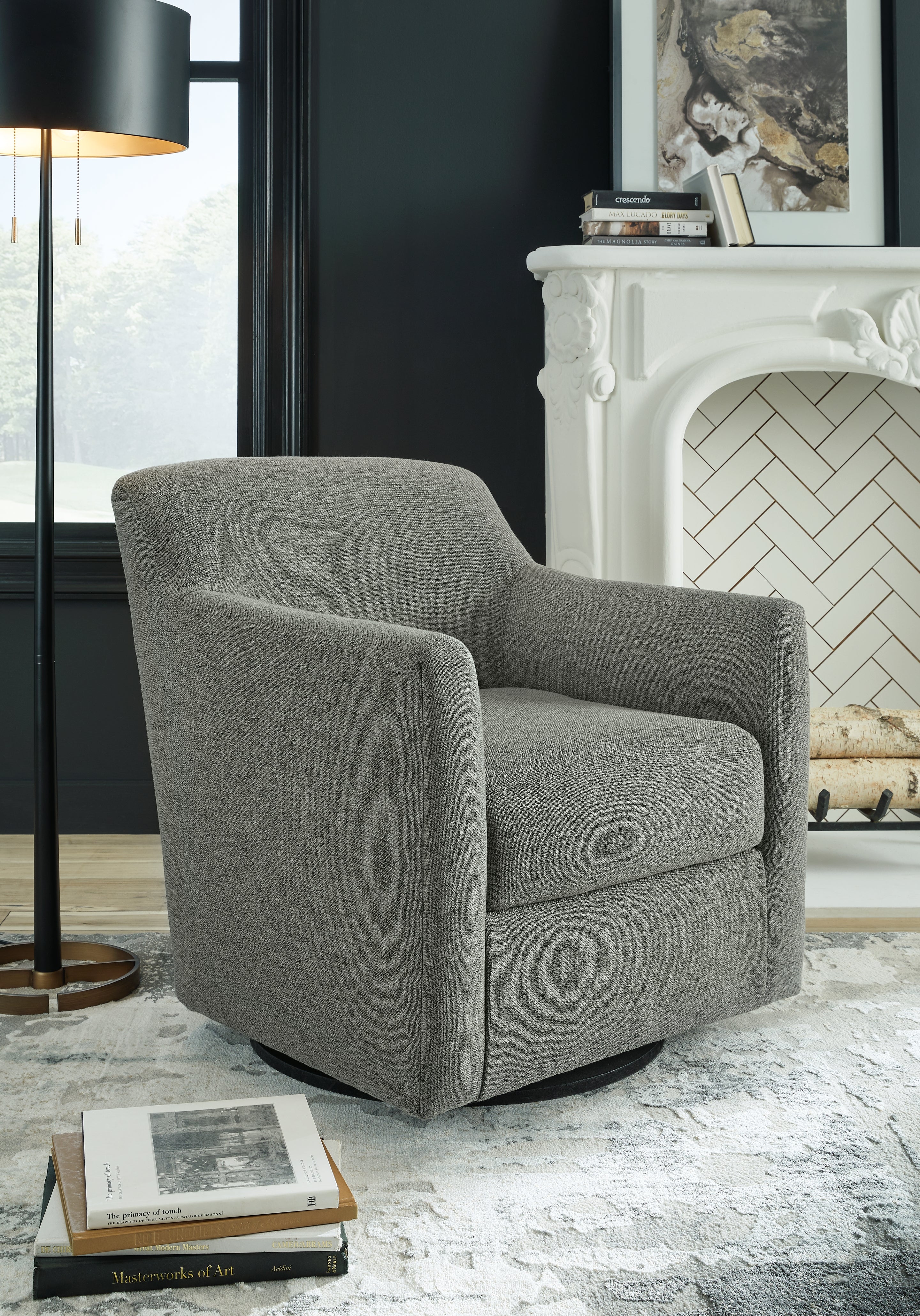 Tampa Furniture Outlet Lutz - Ashley Furniture - Bradney Swivel Accent Chair - Swivel Accent Chair / Smoke - A3000326