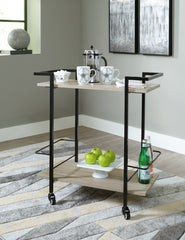 Tampa Furniture Outlet Lutz - Ashley Furniture - Waylowe Bar Cart - Bar Cart / Brown/Black - A4000389