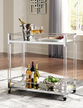 Tampa Furniture Outlet Lutz - Ashley Furniture - Chaseton Bar Cart - Bar Cart / Clear/Silver Finish - A4000501