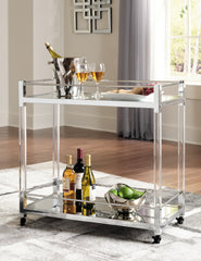 Tampa Furniture Outlet Lutz - Ashley Furniture - Chaseton Bar Cart - Bar Cart / Clear/Silver Finish - A4000501