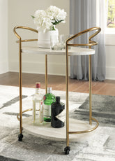 Tampa Furniture Outlet Lutz - Ashley Furniture - Tarica Bar Cart - Bar Cart / Cream/Gold Finish - A4000502