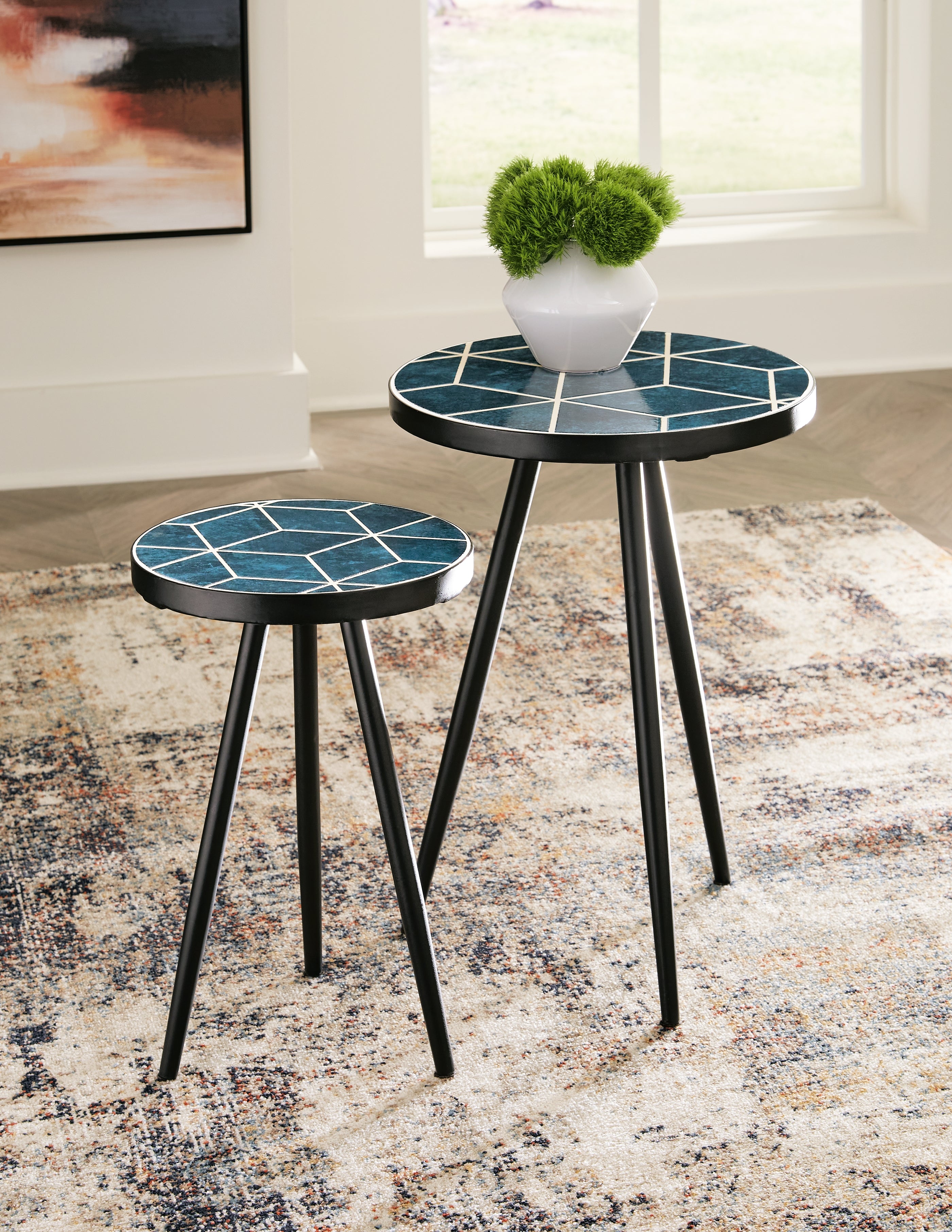 Tampa Furniture Outlet Lutz - Ashley Furniture - Clairbelle Accent Table (Set of 2) - Accent Table (Set of 2) / Teal - A4000523