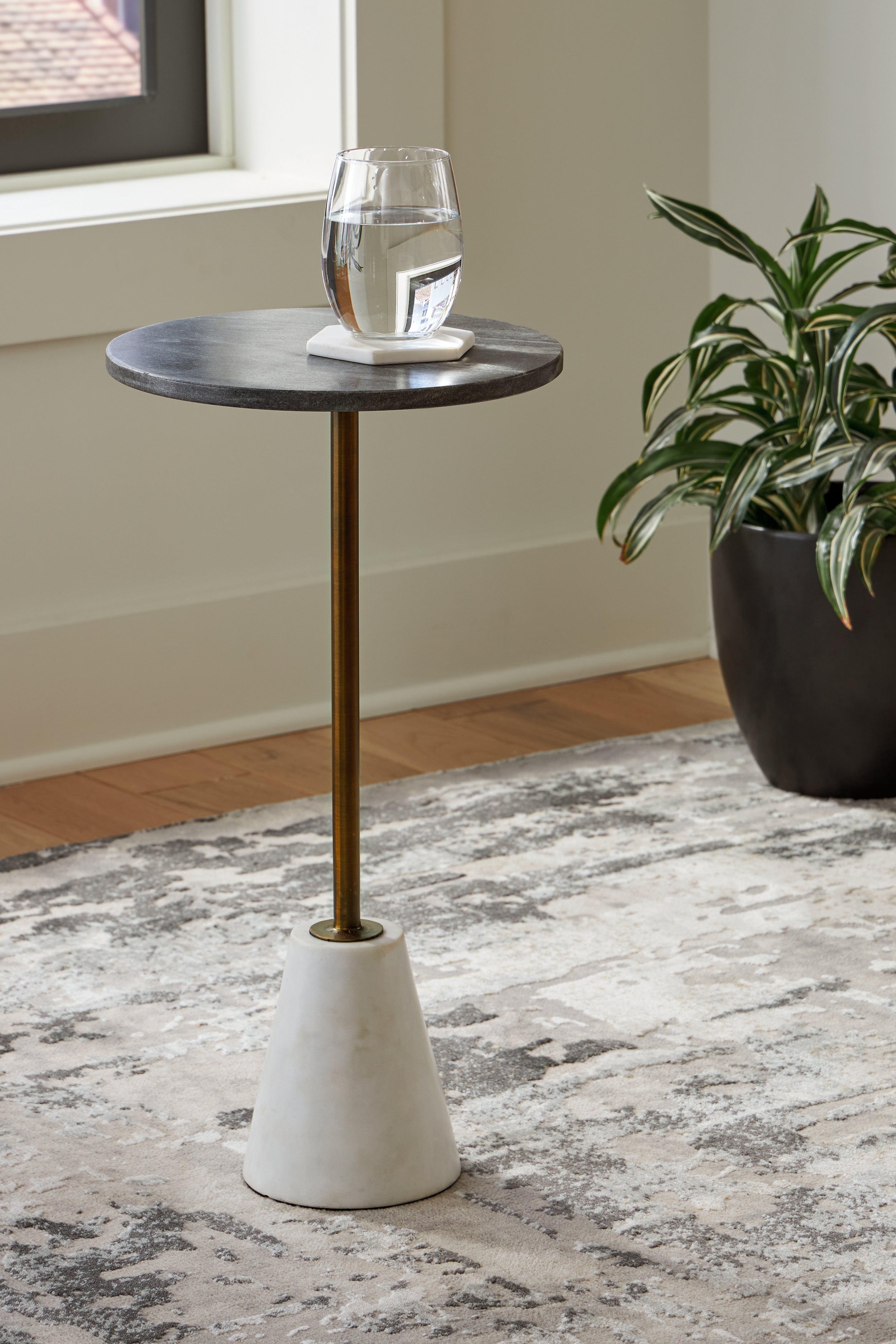 Tampa Furniture Outlet Lutz - Ashley Furniture - Caramont Accent Table - Accent Table / Black/White/Gold Finish - A4000540