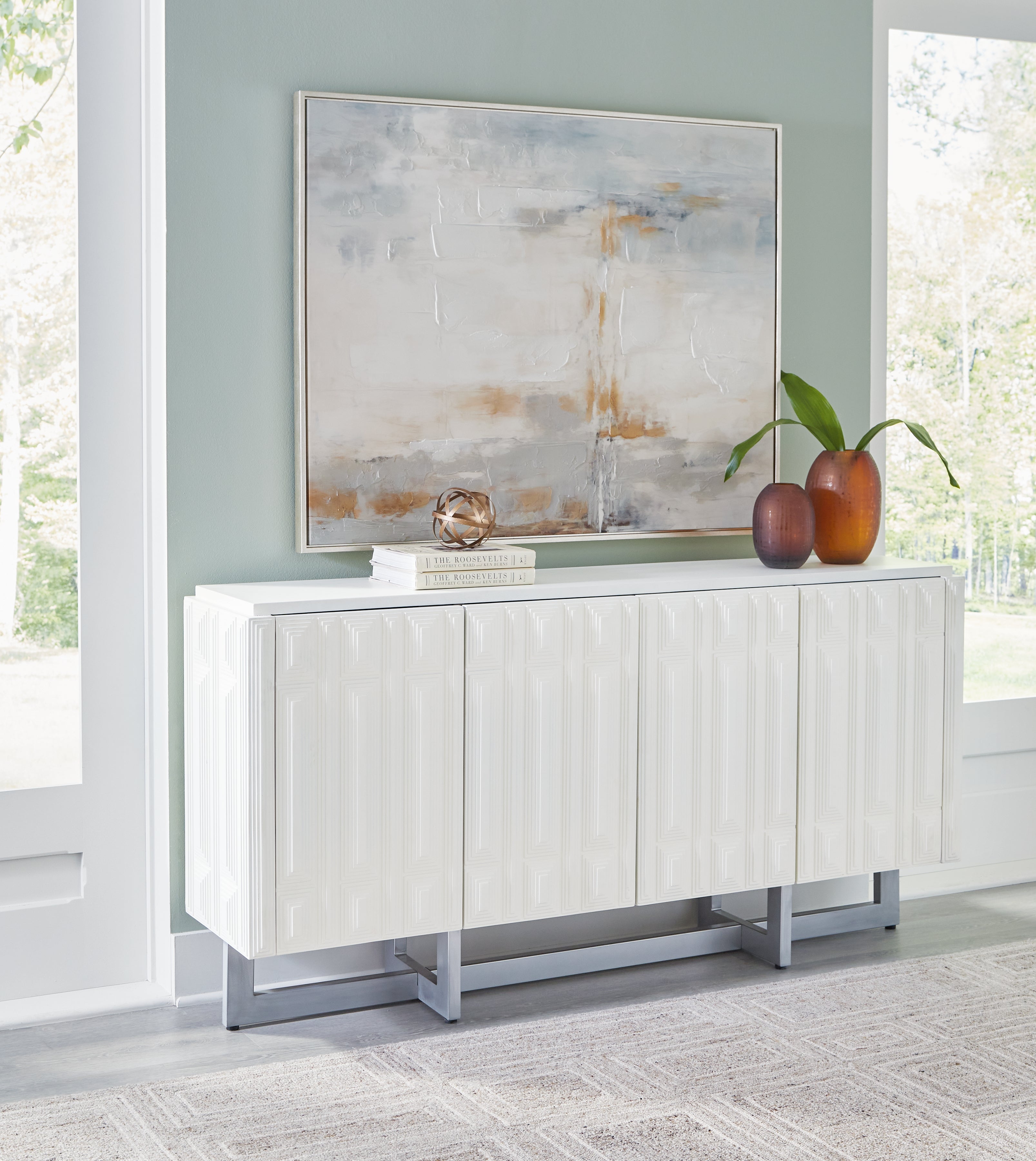 Tampa Furniture Outlet Lutz - Ashley Furniture - Ornawel Accent Cabinet - Accent Cabinet / Distressed White - A4000569