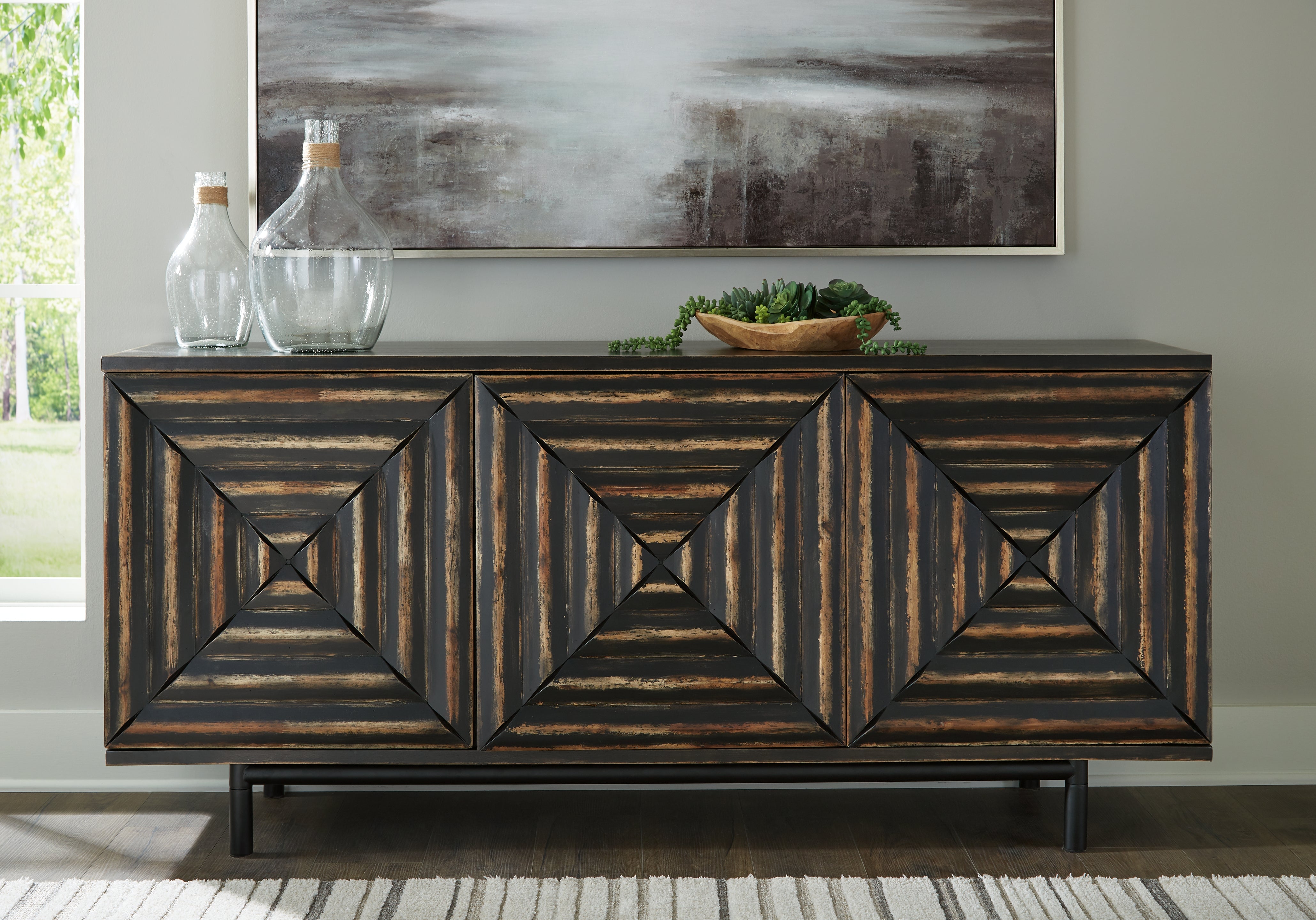 Tampa Furniture Outlet Lutz - Ashley Furniture - Fair Ridge Accent Cabinet - Accent Cabinet / Distressed Black - A4000573