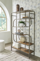 Tampa Furniture Outlet Lutz - Ashley Furniture - Jaddon Bookcase - Bookcase / Brown/Antique Silver - A4000587