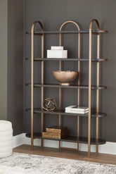 Tampa Furniture Outlet Lutz - Ashley Furniture - Brentmour Bookcase - Bookcase / Brown/Gold Finish - A4000589
